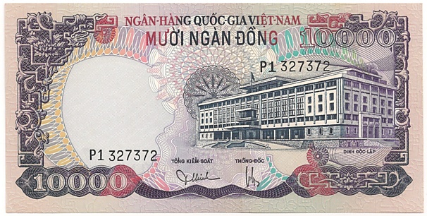 South Vietnam banknote 10000 Dong 1975, face
