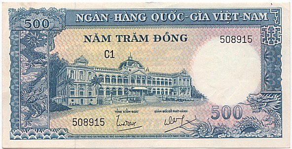 South Vietnam banknote 500 Dong 1962, face