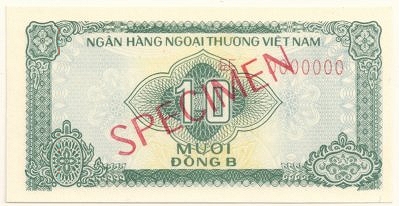 Vietnam foreign exchange certificate 10 dong 1987 specimen, face