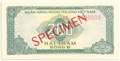 Vietnam foreign exchange certificate 200 dong 1987 specimen, face