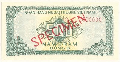 Vietnam foreign exchange certificate 500 dong 1987 specimen, face