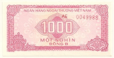 Vietnam foreign exchange certificate 1000 dong 1987, face