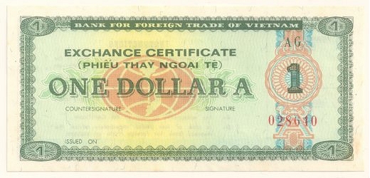 Vietnam foreign exchange certificate 1 dollar 1981, face