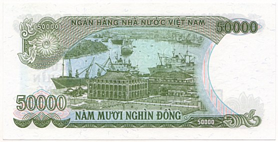 Vietnam banknote 50,000 Dong 1990, 50000₫, back