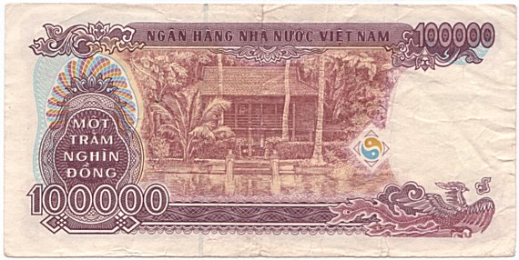 Vietnam banknote 100,000 Dong 1994 fake, 100000₫, back
