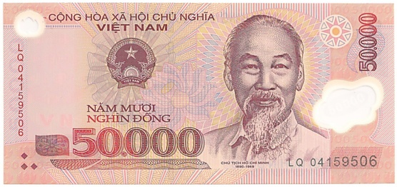 Vietnam polymer 50,000 Dong 2004 banknote, 50000₫, face