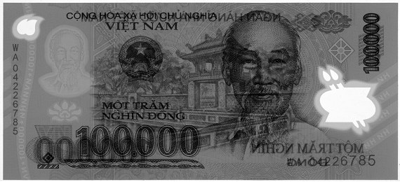 Vietnam polymer 100,000 Dong 2004 banknote, 100000₫, watermark