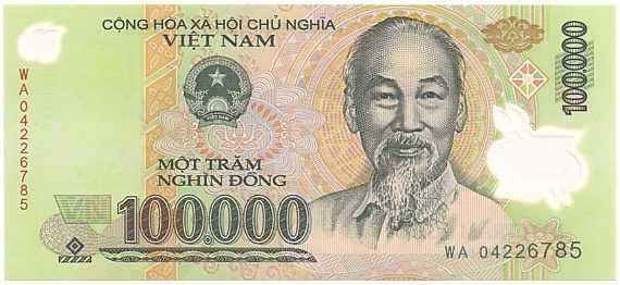 Vietnam polymer 100,000 Dong 2004 banknote, 100000₫, face