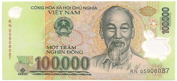 Vietnam polymer 100,000 Dong 2005 banknote, 100000₫, face