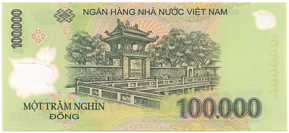 Vietnam polymer 100,000 Dong 2006 banknote, 100000₫, back