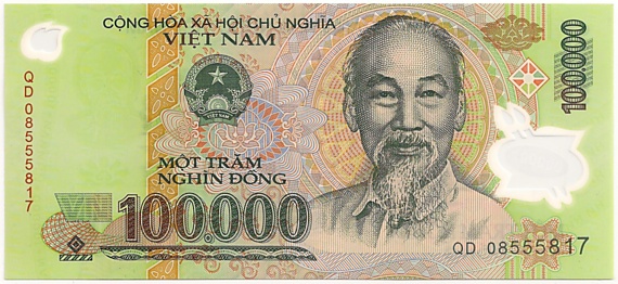 Vietnam polymer 100,000 Dong 2008 banknote, 100000₫, face