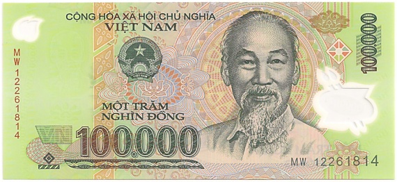 Vietnam polymer 100,000 Dong 2012 banknote, 100000₫, face