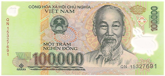 Vietnam polymer 100,000 Dong 2015 banknote, 100000₫, face