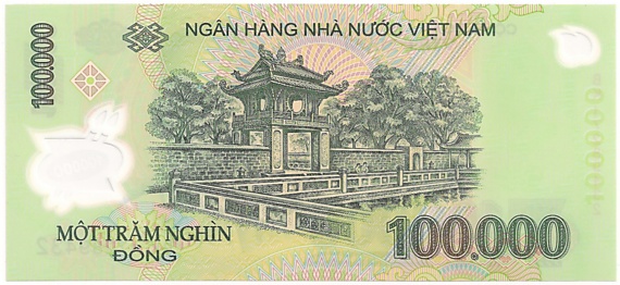 Vietnam polymer 100,000 Dong 2017 banknote, 100000₫, back