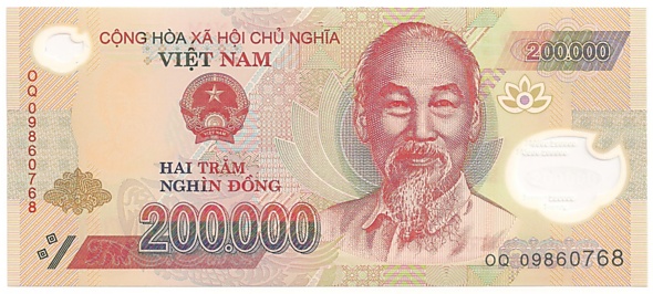 Vietnam polymer 200,000 Dong 2009 banknote, 200000₫, face