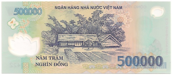 Vietnam polymer 500,000 Dong 2003 banknote, 500000₫, back