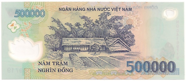 Vietnam polymer 500,000 Dong 2004 banknote, 500000₫, back