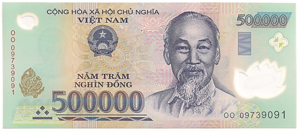Vietnam polymer 500,000 Dong 2009 banknote, 500000₫, face