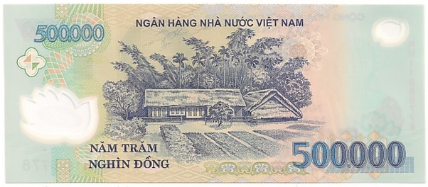 Vietnam polymer 500,000 Dong 2011 banknote, 500000₫, back