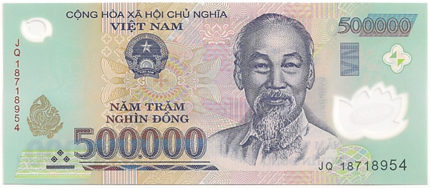 Vietnam polymer 500,000 Dong 2018 banknote, 500000₫, face