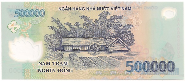 Vietnam polymer 500,000 Dong banknote specimen, 500000₫, back