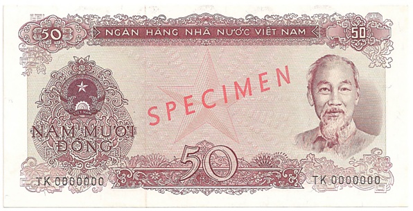Vietnam banknote 50 Dong 1976 specimen, face