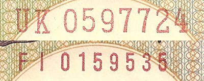 Serial number types on Vietnam 100 Dong 1980 banknotes