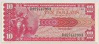 10 dollars Military Payment Certificate series 661, Vietnam war