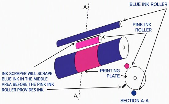 Two color printing mechanics