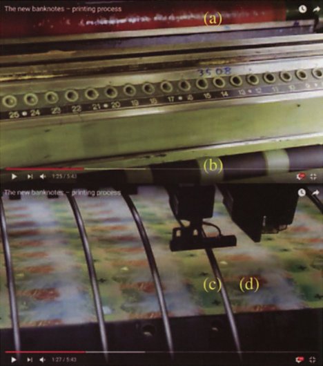 Banknote printing press in work