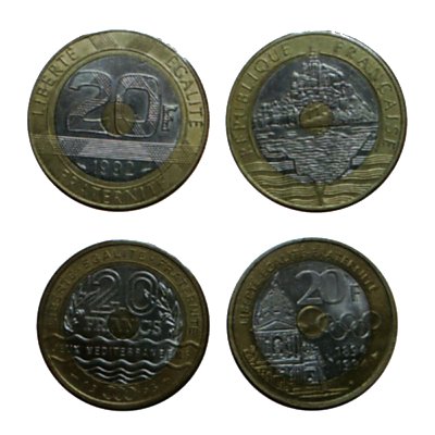 France 20 Franc coins`